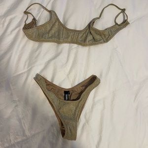 Triangl Bikini Gold Shimmer Maci - XS top S bottom
